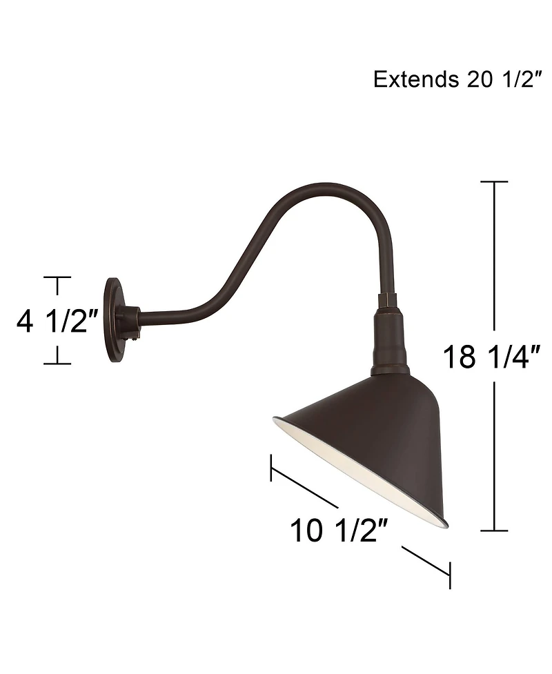Franklin Iron Works Neihart Rustic Farmhouse Outdoor Barn Light Fixture Bronze Curving Gooseneck Post Exterior Barn Deck House Porch Yard Patio