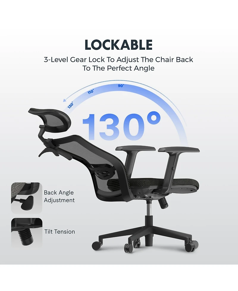 FlexiSpot C3FM Ergonomic Office Chair with Foam Seat and Mesh Back, Adjustable Headrest and Lumbar Support, Swivel Desk Chair for Home Office -