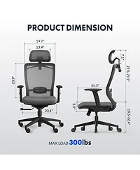 FlexiSpot C3FM Ergonomic Office Chair with Foam Seat and Mesh Back, Adjustable Headrest and Lumbar Support, Swivel Desk Chair for Home Office -
