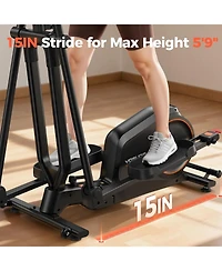 Fed Fitness Foldable Elliptical Machine for Home, 15IN Stride Compact Folding Cross Trainer with 16 Magnetic Resistance Levels