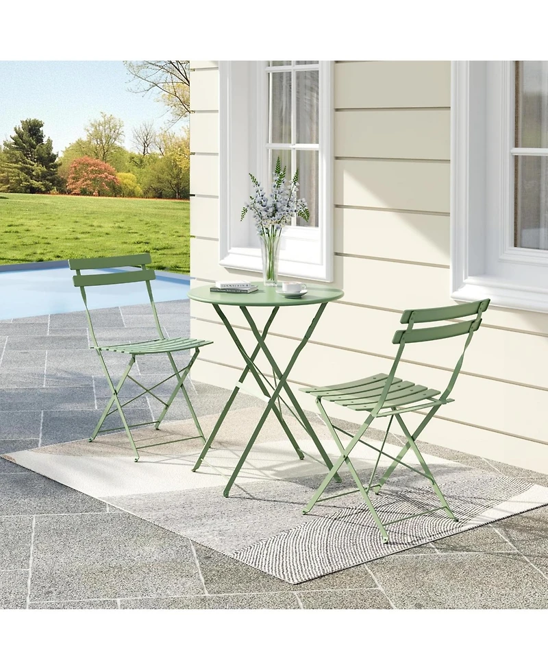 gaomon 3-Piece Folding Patio Bistro Set with Table and 2 Chairs