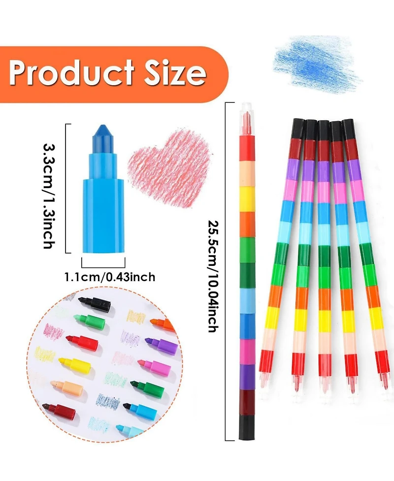 Gnuadz Stackable Buildable Crayons Diy Rainbow Pencils 24pcs