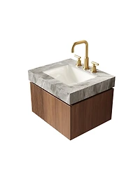 Sillysis Wall Mounted Bathroom Vanity, Sintered Stone Countertop, Undermount Ceramic Sink, Soft Close Cabinet