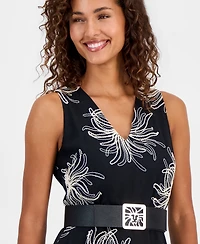 Anne Klein Women's Belted Embroidered Dress
