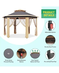 gaomon Hexagonal Pop Up Gazebo Canopy Shelter for Backyard, Garden, Lawn