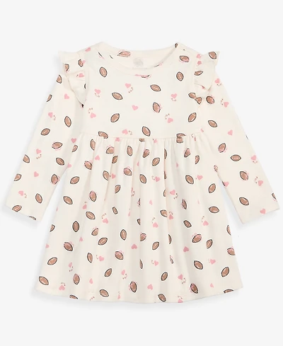 First Impressions Baby Girls' 0M-24M Long-Sleeve Football-Print Dress, Macy's Exclusive