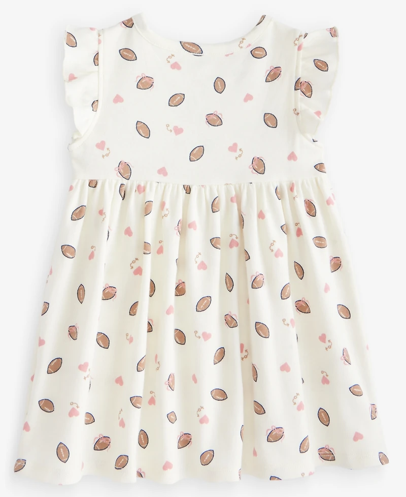 First Impressions Baby Girls' 0M-24M Short-Sleeve Football-Print Dress, Macy's Exclusive