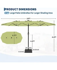 gaomon Patio Umbrella with Solar lights and Base Included for Garden, Pool, Deck
