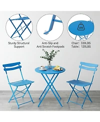 gaomon 3 Piece Outdoor Patio Bistro Set - Folding Metal Chairs and Table