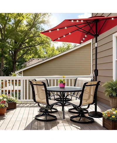 gaomon Half Patio Umbrella with Smooth Crank Lift, Shade Canopy for Patio, Backyard, Garden with Led Lights (No Base)