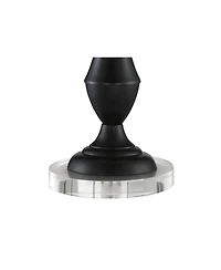 360 Lighting Joyce Modern Table Lamps Set of 2 with Round Riser 25" High Black Metal White Linen Drum Shade for Bedroom Living Room Bedside Office