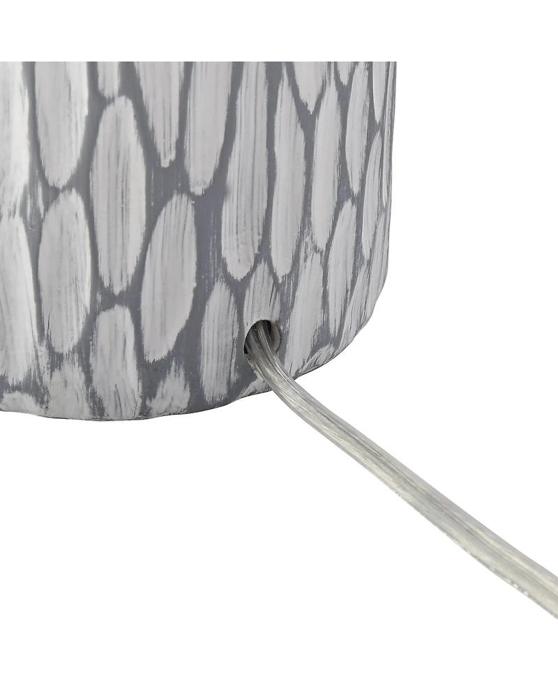 360 Lighting Patrick Modern Coastal Table Lamp with Round Riser 27 1/4" Tall Gray White Wash Ceramic Drum Fabric Shade for Bedroom Living Room Home