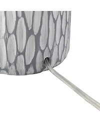 360 Lighting Patrick Modern Coastal Table Lamp with Round Riser 27 1/4" Tall Gray White Wash Ceramic Drum Fabric Shade for Bedroom Living Room Home