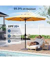 gaomon Outdoor Table Patio Umbrella, Waterproof Uv Protection with Solar Lights