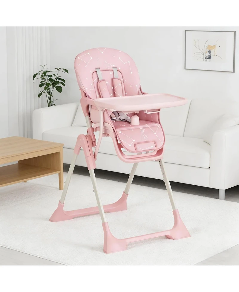gaomon Baby High Chair, Foldable Feeding Chairs for Babies and Toddlers, Adjustable Height/Backrest/Footrest, Removable Tray, Fast Folding