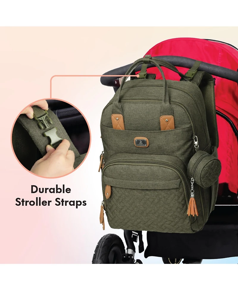 Dikaslon Diaper Bag Backpack with Portable Changing Pad, Pacifier Case and Stroller Straps
