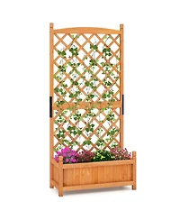Sugift 60 in Tall Raised Garden Bed with Lattice Trellis and Drainage