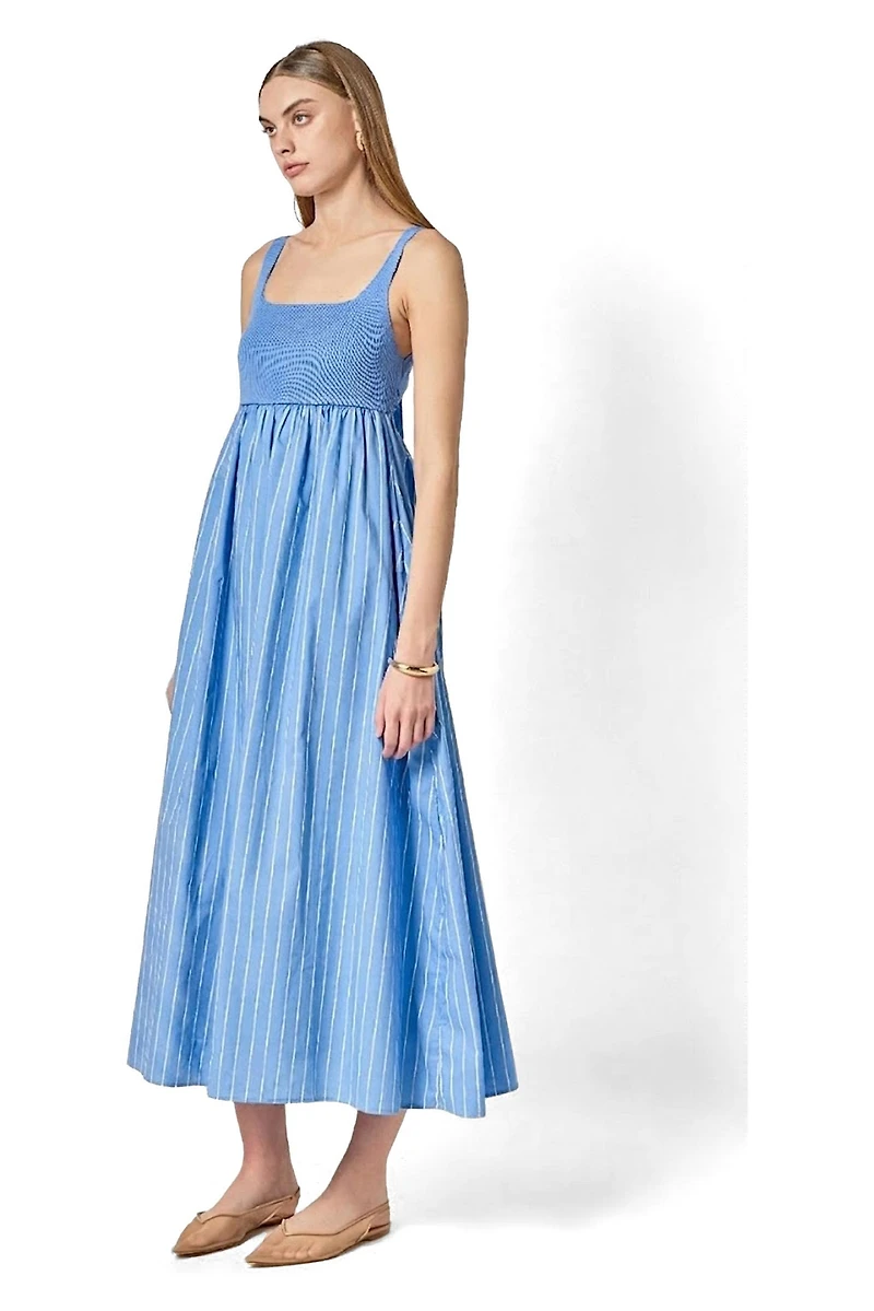 English Factory Women's Tie Back Knit Combo Striped Maxi Dress