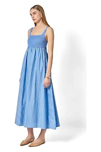 English Factory Women's Tie Back Knit Combo Striped Maxi Dress