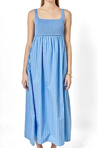 English Factory Women's Tie Back Knit Combo Striped Maxi Dress