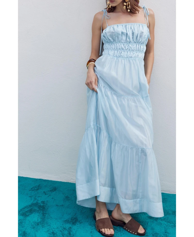 English Factory Women's Smocked Sleeveless Maxi Dress