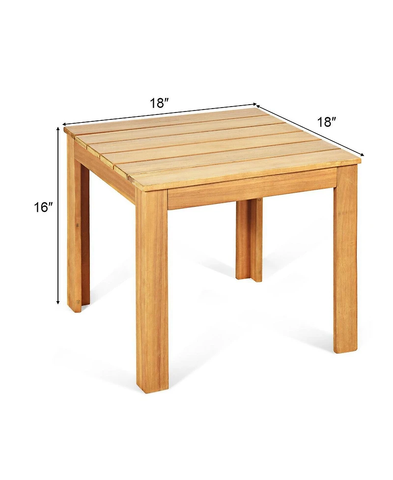 Gymax 2PCS Wooden Square Side End Table Patio Coffee Bistro Table Indoor Outdoor