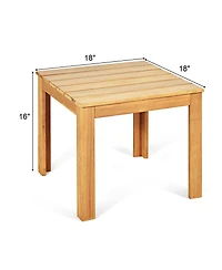 Gymax 2PCS Wooden Square Side End Table Patio Coffee Bistro Table Indoor Outdoor