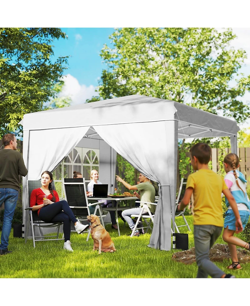 Outsunny 10 x 10 ft Pop Up Canopy Tent with Sides, UPF50+ Inst Canopy