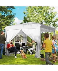 Outsunny 10 x 10 ft Pop Up Canopy Tent with Sides, UPF50+ Inst Canopy