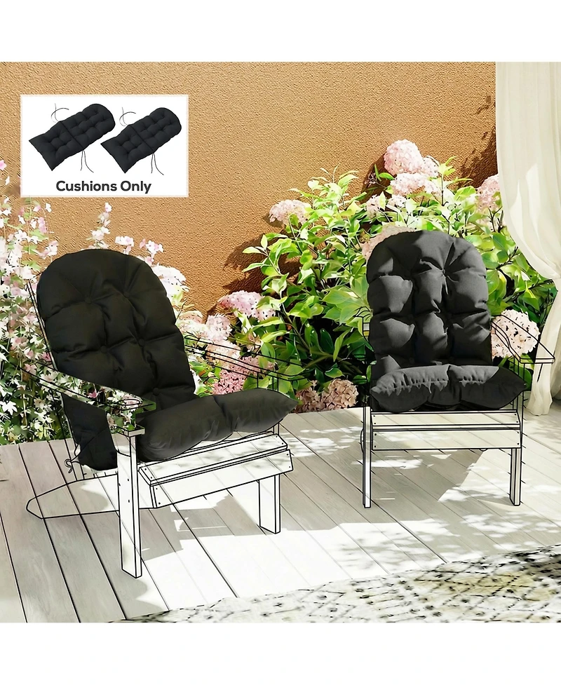 Outsunny 2 Pcs Adirondack Cushions, Tufted High Back Patio Chair Cushions
