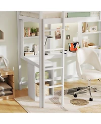 Slickblue Led Bed Frame with Desk No Box Spring Needed