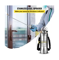 Sugift 3 Gallon Stainless Steel Hand Pump Sprayer with 20 in Wand and 3 ft Reinforced Hose