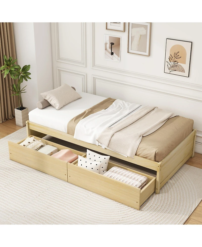 Gouun Captain Bed with 2 Drawers and Slats Support