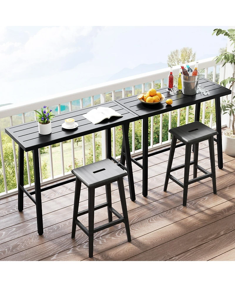 Gymax Metal Frame Rectangle Dining Table Accommodates 4-6 People w/ Foot Pedal
