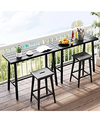 Gymax Metal Frame Rectangle Dining Table Accommodates 4-6 People w/ Foot Pedal