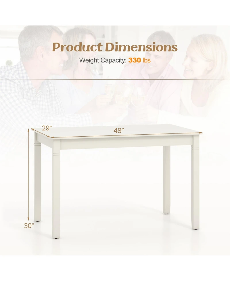 Gymax Wooden Dining Table for 4 People w/ Rubber Wood Legs Rectangular Table