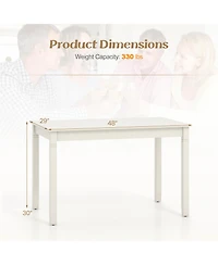 Gymax Wooden Dining Table for 4 People w/ Rubber Wood Legs Rectangular Table