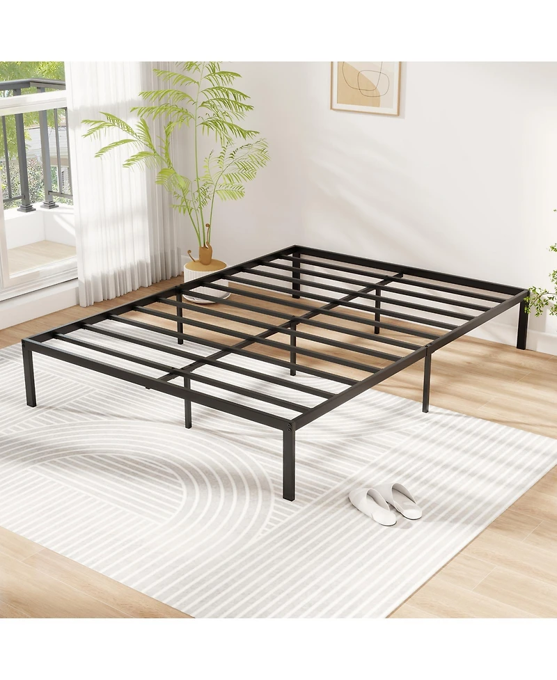 Gymax Metal Bed Frame Heavy Duty Support Slats Mattress Foundation