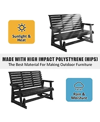 Mega Casa 3 Seat Hips All-Weather Resistant Patio Glider - Outdoor Rocking Bench with Cup Holders, 700 lb Capacity