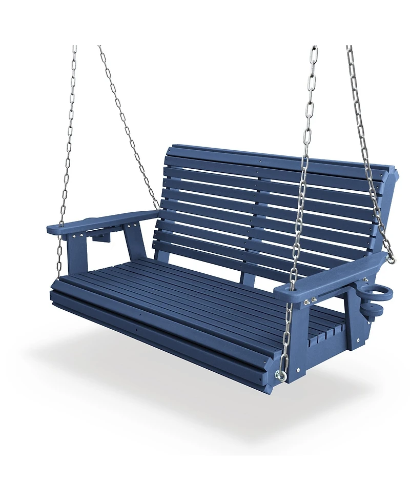 Mega Casa 2 Seater 4 Ft Hdpe Porch Swing with 18/8 Stainless Steel Bolts, Ergonomic Design, Ultra Weather-Resistant, for Outdoor Patio Garden Yard