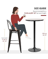 flynama Rustic Industrial Elm Wood Round Bar Table