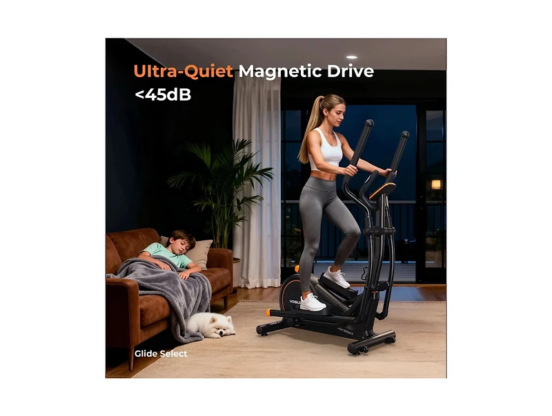 Glide Elliptical, 400 Lbs Capacity, Ultra Quiet Magnetic Drive with 16 Levels, 4-in-1 Modes and Bluetooth for Home Gym