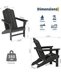 GarveeLife Hdpe Adirondack Chair Set of 1, Durable Wood Grain Outdoor Patio Lounge Chairs