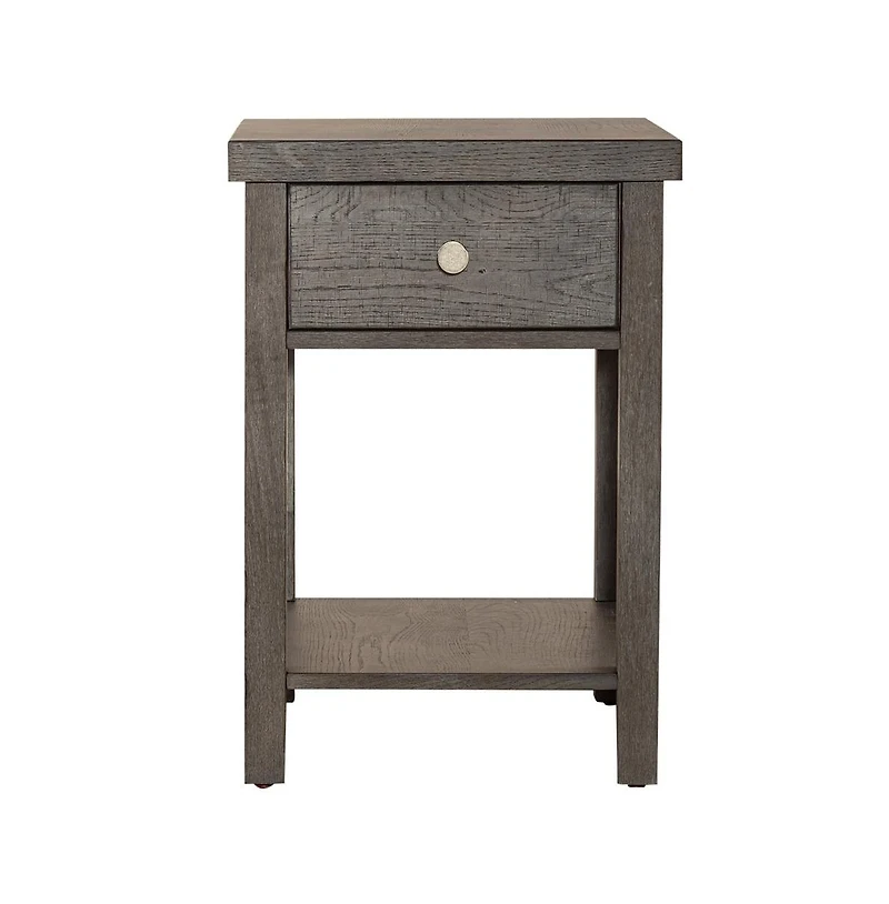 Liberty Furniture Industries, Inc. Modern Farmhouse Drawer Chair Side Table in Dusty with Heavy Distressing