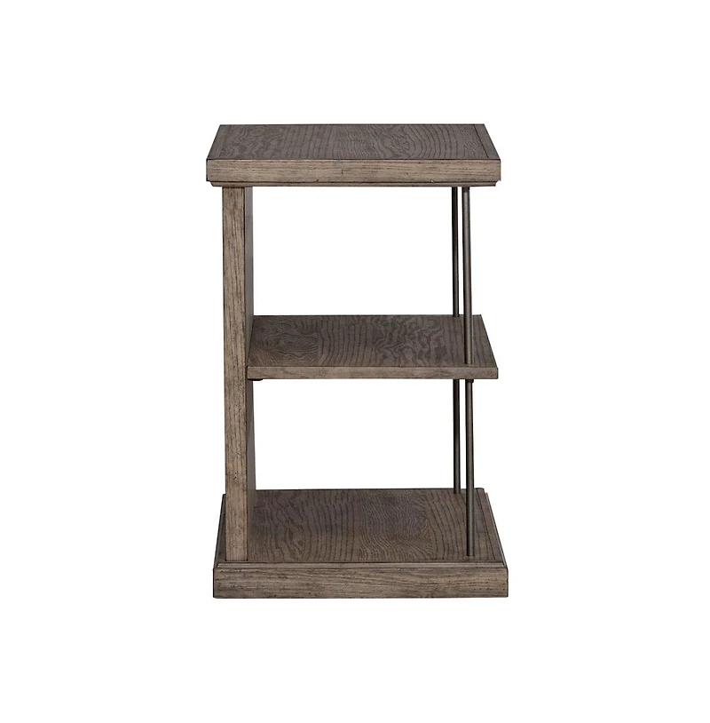 Liberty Furniture Industries, Inc. City Scape Metal Accent Oak Wood Chair Side Table for Living Room