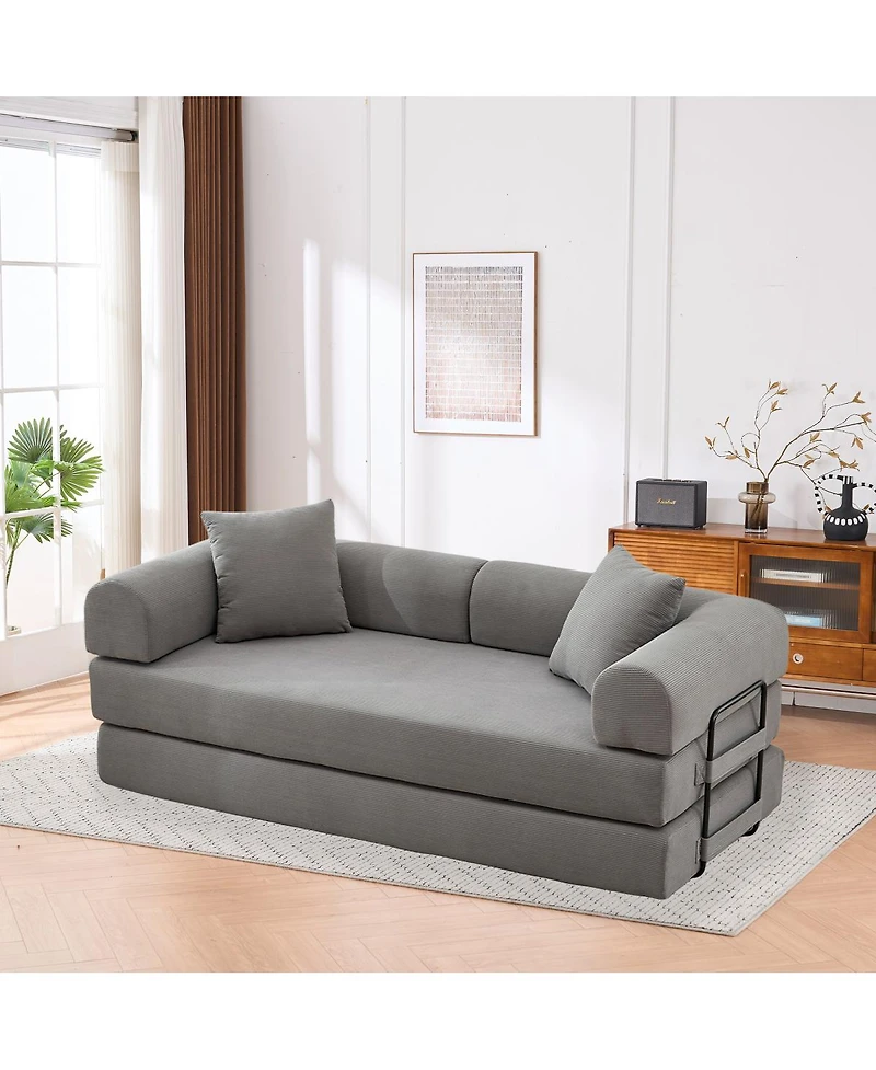 Streamdale Folding Sofa Bed, 63'' Convertible Couch with 2 Pillows, Fold Out Couch