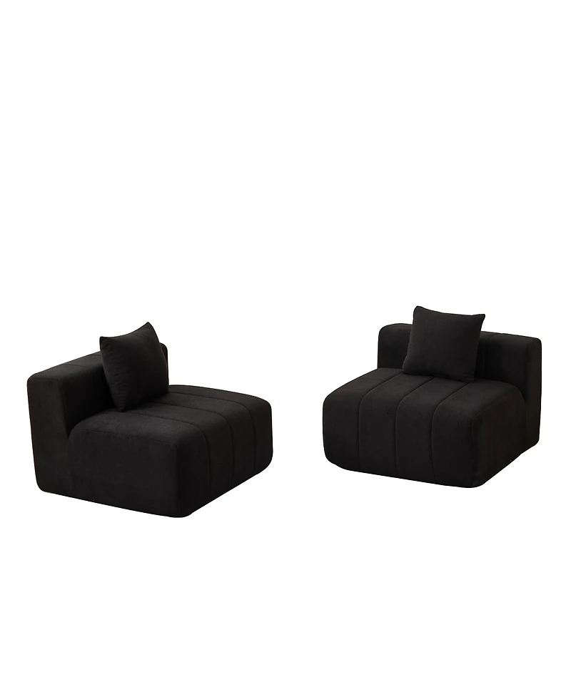 Streamdale Furniture Chenille Sectional Sofa with 2 Pillows, Symmetrical Modular for Living Room/Office
