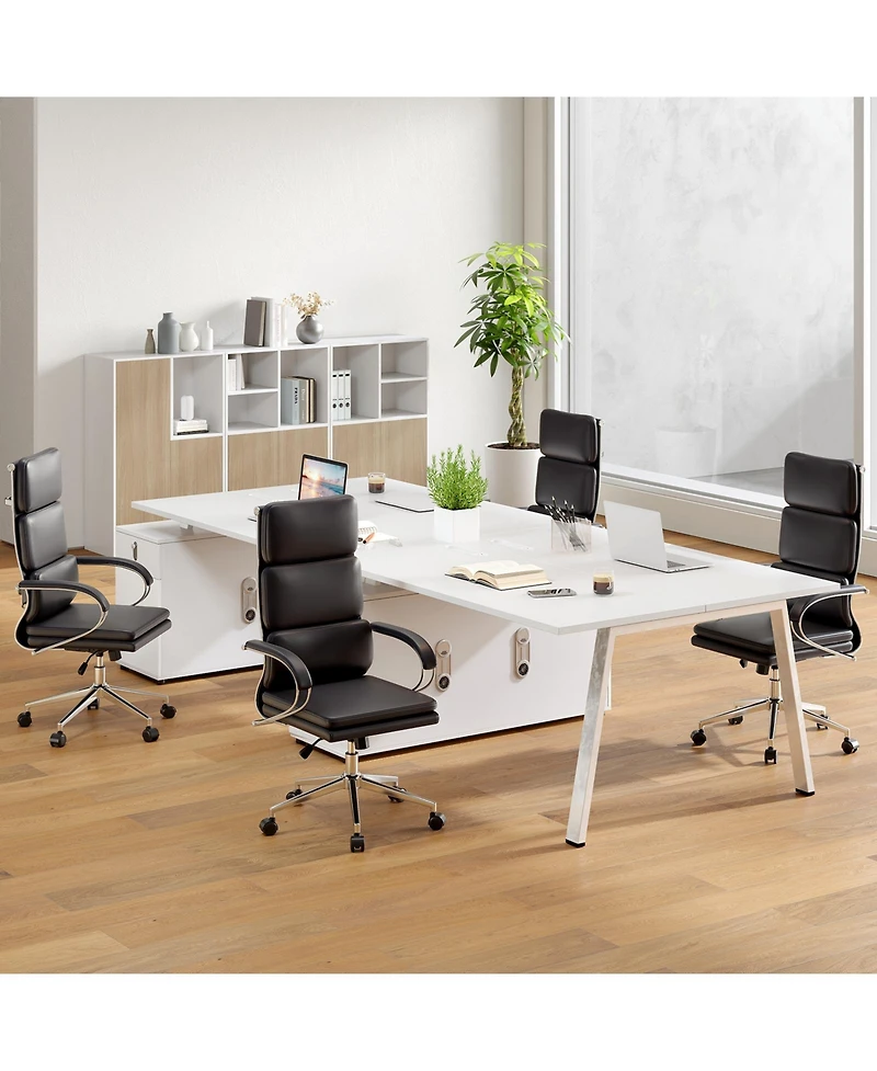 Slickblue Adjustable Height Ergonomic Leather Office Chair with Rocking Feature for Work and Study