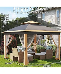 gaomon 11x11ft Outdoor Canopy Shelter Pop Up Gazebo Tent with Mosquito Netting