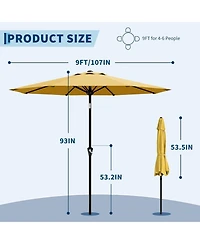 gaomon 9FT Patio Umbrella with Smooth Crank Lift Uv Protection Waterproof for Pool, Deck, Yard, Garden (No Base)